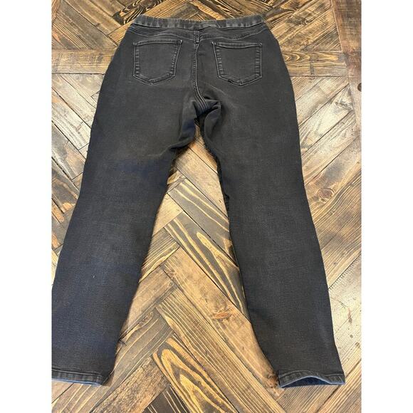 Nine West Black Pull On Skinny Jean Pants Women 12 Goth Grunge Stretchy Dark - Picture 4 of 12